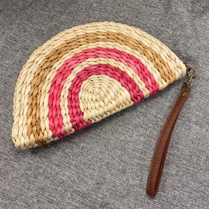 NWOT Rainbow straw paper clutch women purse